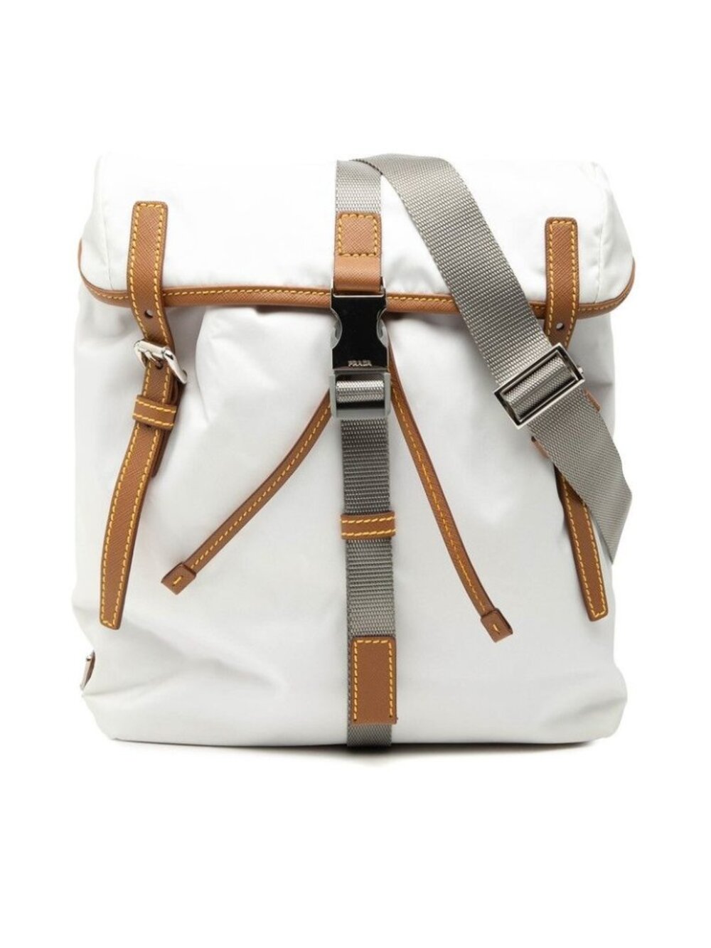 Prada Tessuto Shoulder Bag White Nylon Leather